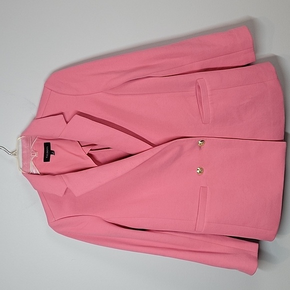 Talbots pink double knit gold button crest emblem double breasted blazer - Picture 1 of 11